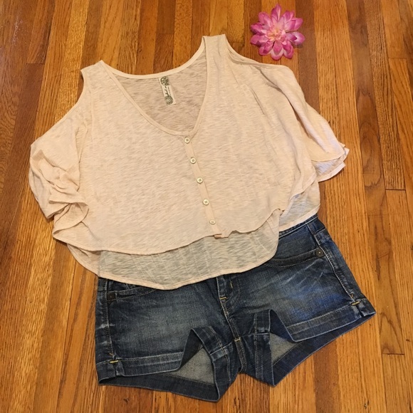 Free People Tops - Free People Sleeveless Button Up Crop Top Sz S